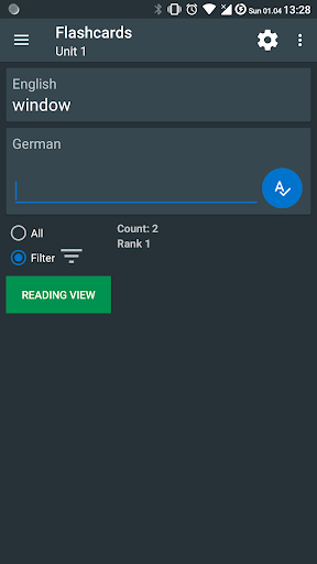 Vocabulary trainer Screen 2