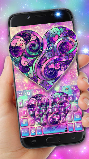Android application Heart 3d Galaxy Keyboard Theme screenshort