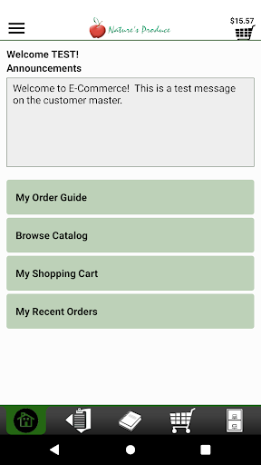 Android application Nature's Produce Ordering screenshort
