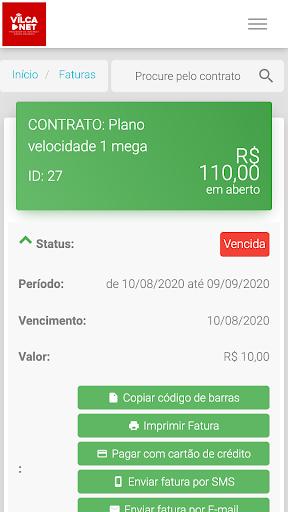 CENTRAL DO ASSINANTE VILCANET Screen 2