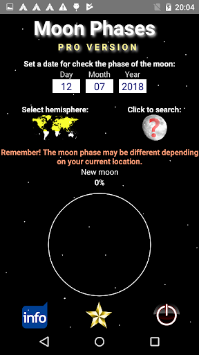Android application Moon Phases PRO screenshort