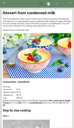 Android application Dessert recipes screenshort