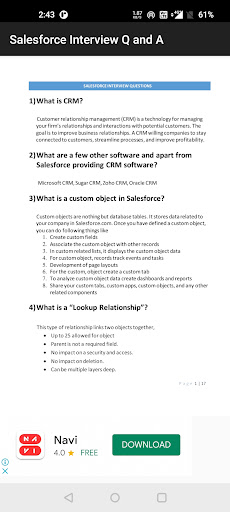 Android application Salesforce Interview Q and A screenshort