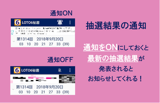 Android application ロト6の結果通知＆自動チェック LOTO6秘書 screenshort