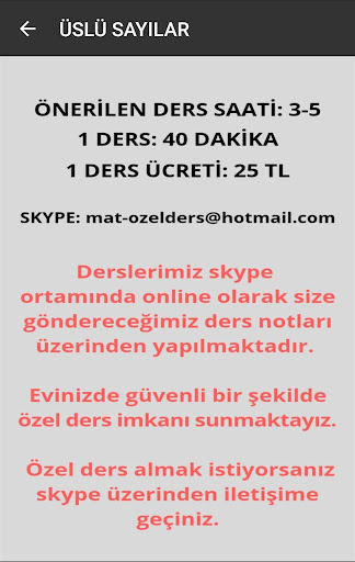 MATEMATİK ÖZEL DERS
