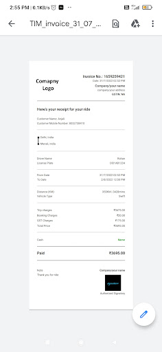 Taxi Invoice Maker - Billing