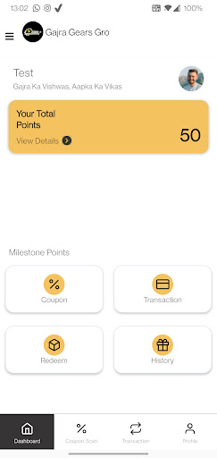 Android application Gajra GRO+ Loyalty App screenshort