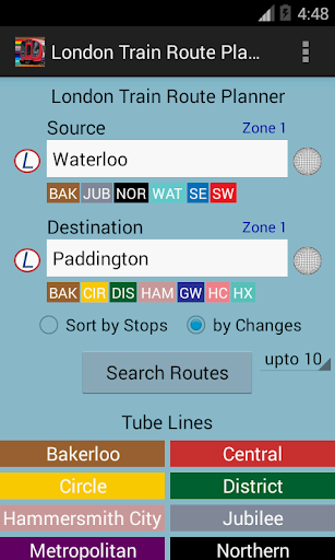Android application London Train Route Planner screenshort