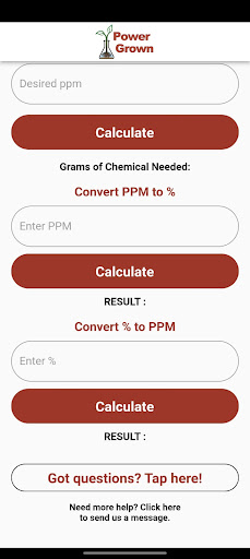 PPM Calculator by Power Grown Screen 2