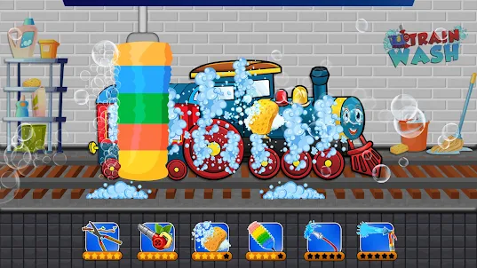 洗火车的乐趣：儿童游戏
