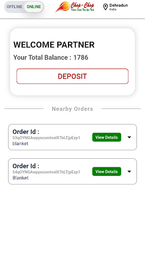Chop-Chop Delivery Partner Screen 3
