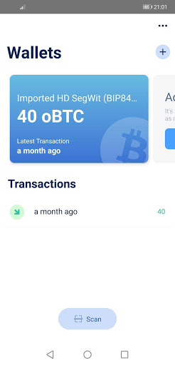 Android application oBTC Wallet screenshort