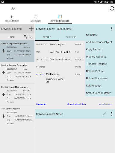 Screenshot of SAP CRM Service Manager