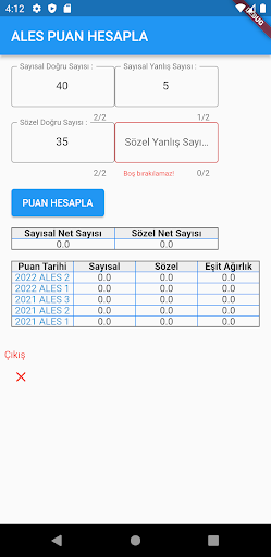 ALES Puan Hesapla Screen 2
