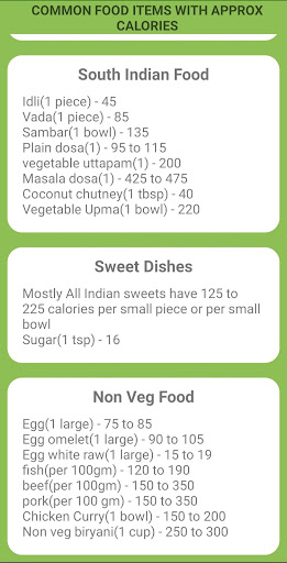 BMI, BMR & Calorie Chart Screen 3