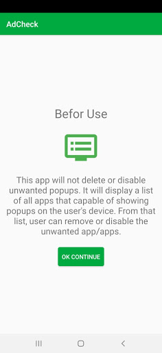 Android application Ad Pop Up Check screenshort