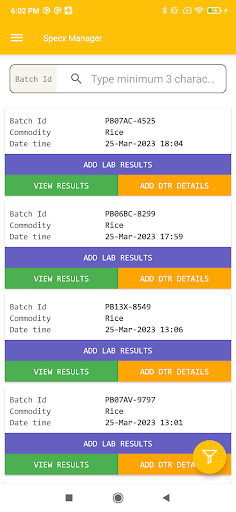Specx Manager Screen 2