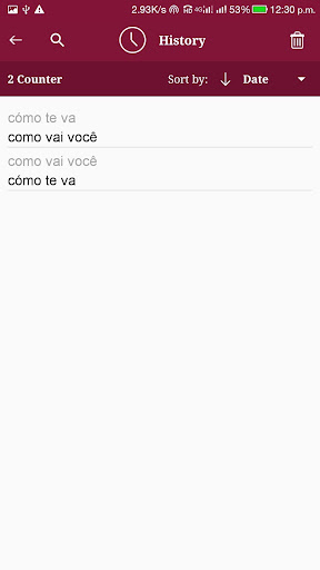 Portuguese-Spanish Translator Screen 3