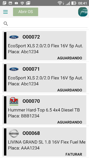 Android application VipcarApp screenshort