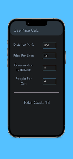 Gas Cost Calculator Screen 2