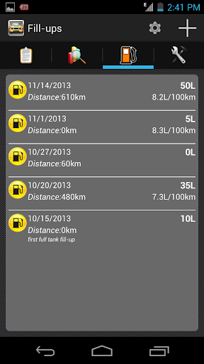 My Fuel Tracker Screen 2