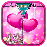 Pink Love Zipper Lock Screen icon