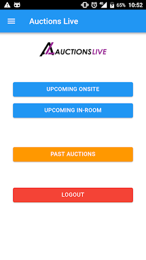 Android application Mobile Console AUCTIONS LIVE screenshort
