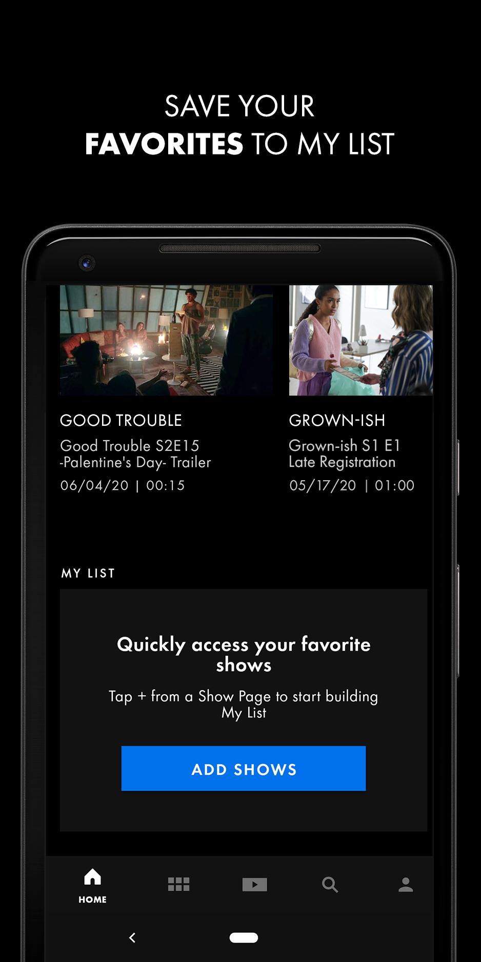 Android application Freeform - Movies & TV Shows screenshort