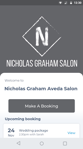 Android application Nicholas Graham Aveda Salon screenshort