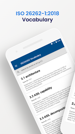 Android application ISO26262 Vocabulary screenshort