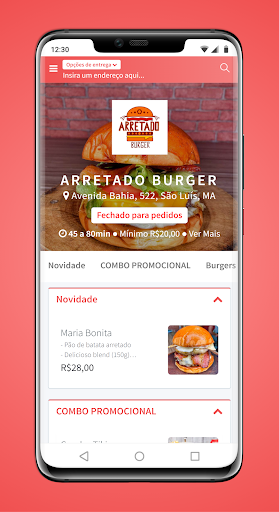 Android application Arretado Burger screenshort