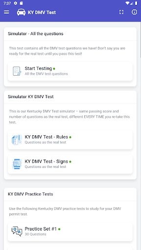 Kentucky DMV Permit Test Screen 3