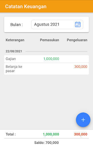 Android application Catatan Keuangan screenshort