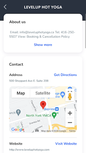 Android application Levelup Hot Yoga screenshort
