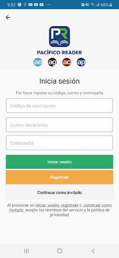 Android application Pacífico Reader screenshort