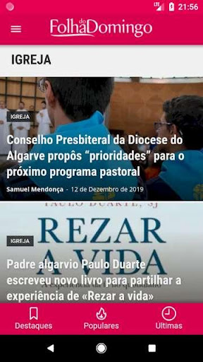 Android application Folha do Domingo screenshort