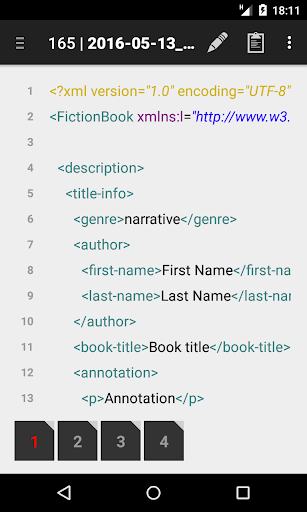 Android application XML Editor screenshort