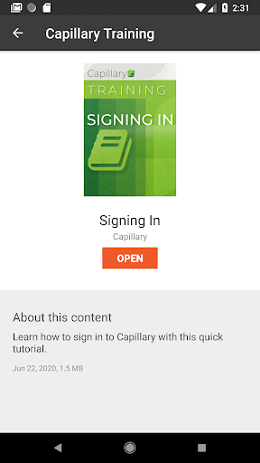 Capillary Training Screen 3