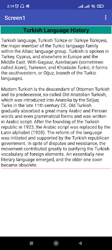 turkish language Screen 2