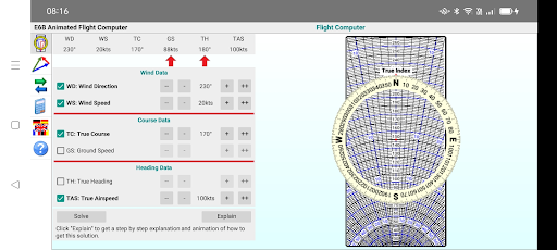 Android application E6B Animated Flight Computer screenshort