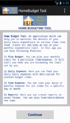 Android application Home Budget Tool screenshort