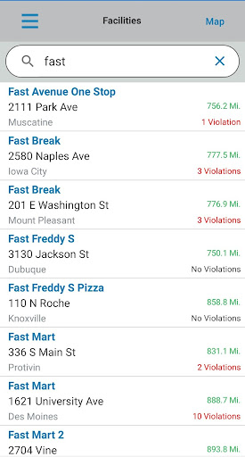 Iowa Food Inspections Screen 2