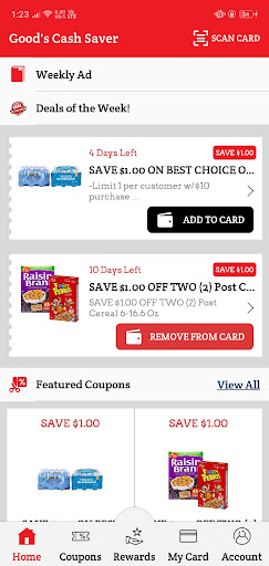 Android application Good's Cash Saver screenshort
