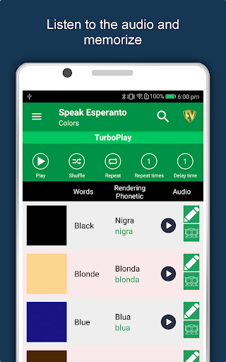 Screenshot of Learn Esperanto Language App