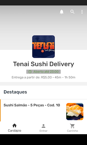 Android application Tenai Sushi Delivery screenshort