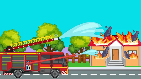 消防士の消防車のゲーム