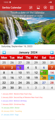 Android application Serbia Calendar 2024 screenshort