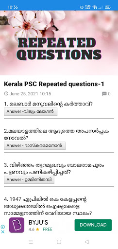 Kerala PSC Current Affairs2023 Screen 3