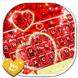 Sparkling Glitter Red Golden Heart Keyboard Theme icon