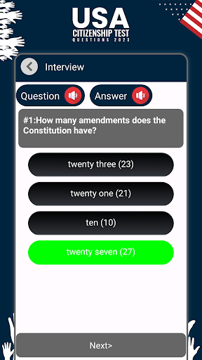 USA Citizenship Test Questions Screen 2